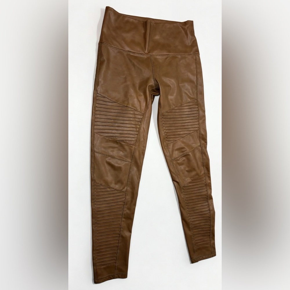 7 For All Mankind Camel Faux Leather Leggings
